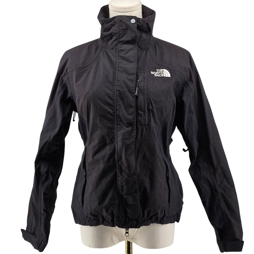 The North Face Jacket Womens XS Black Rain Coat Hooded HyVent Lined Pockets
